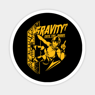 “Gravity? Cute try, buddy.” Parkour Freerunner Retro Themed Gift Magnet